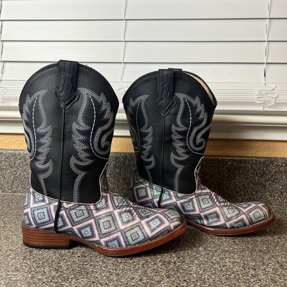 Roper Little Kids Girls Sz 3 Multicolor Faux Leather Cowboy Western Pull On Boot - Picture 3 of 10